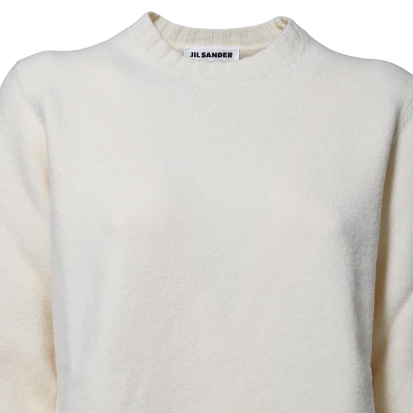 Pullover girocollo boxy in lana panna Jil Sander 