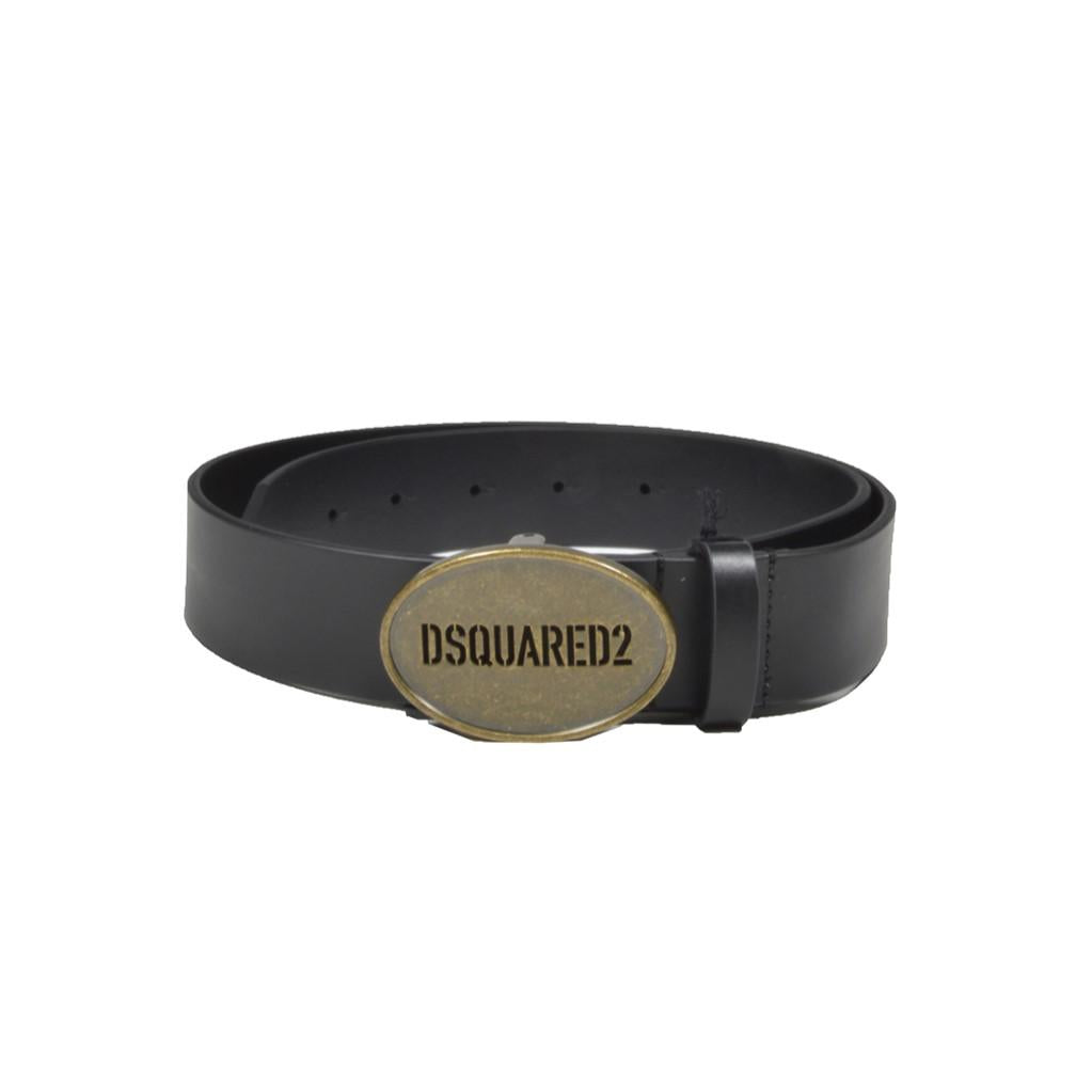 Cintura in pelle nera con logo Dsquared2 Junior 