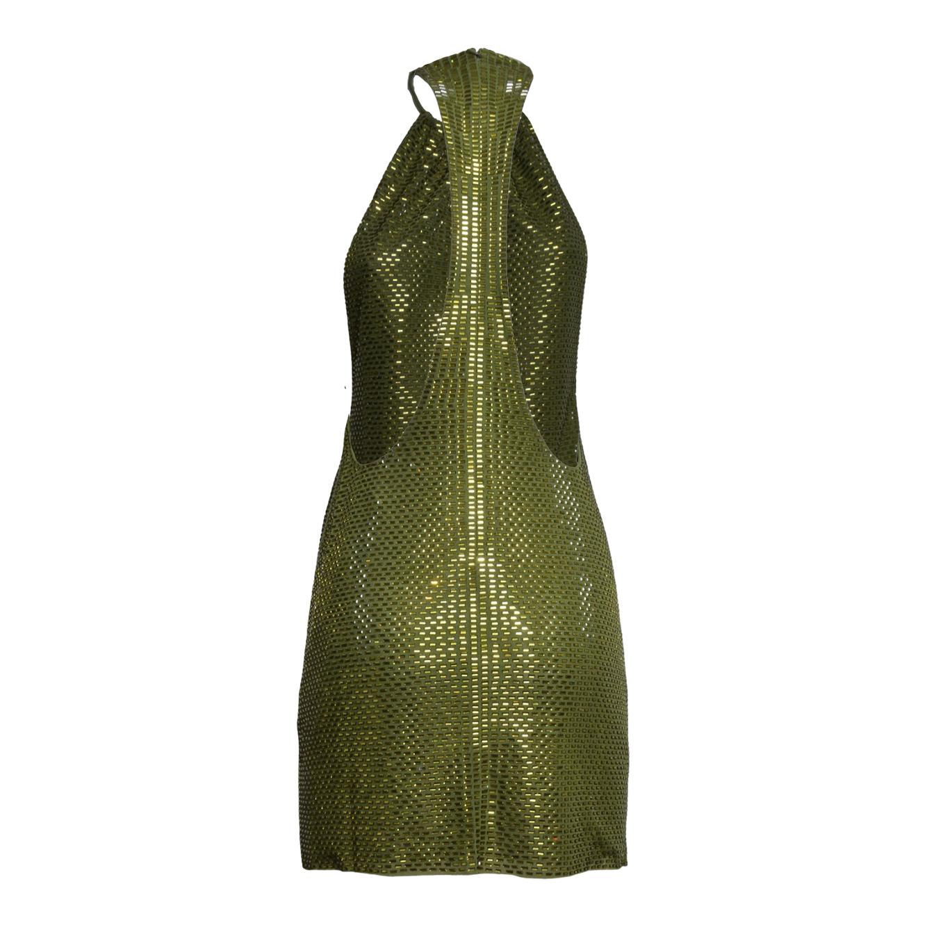 olive rhinestone mini dress 