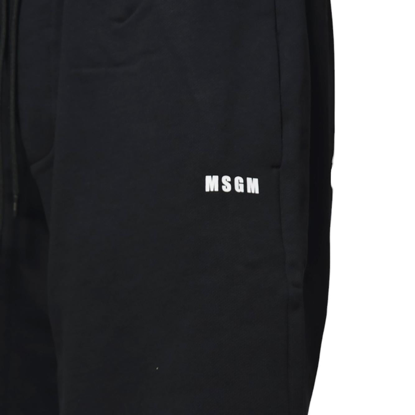 Bermuda sportivi in cotone nero con logo MSGM 