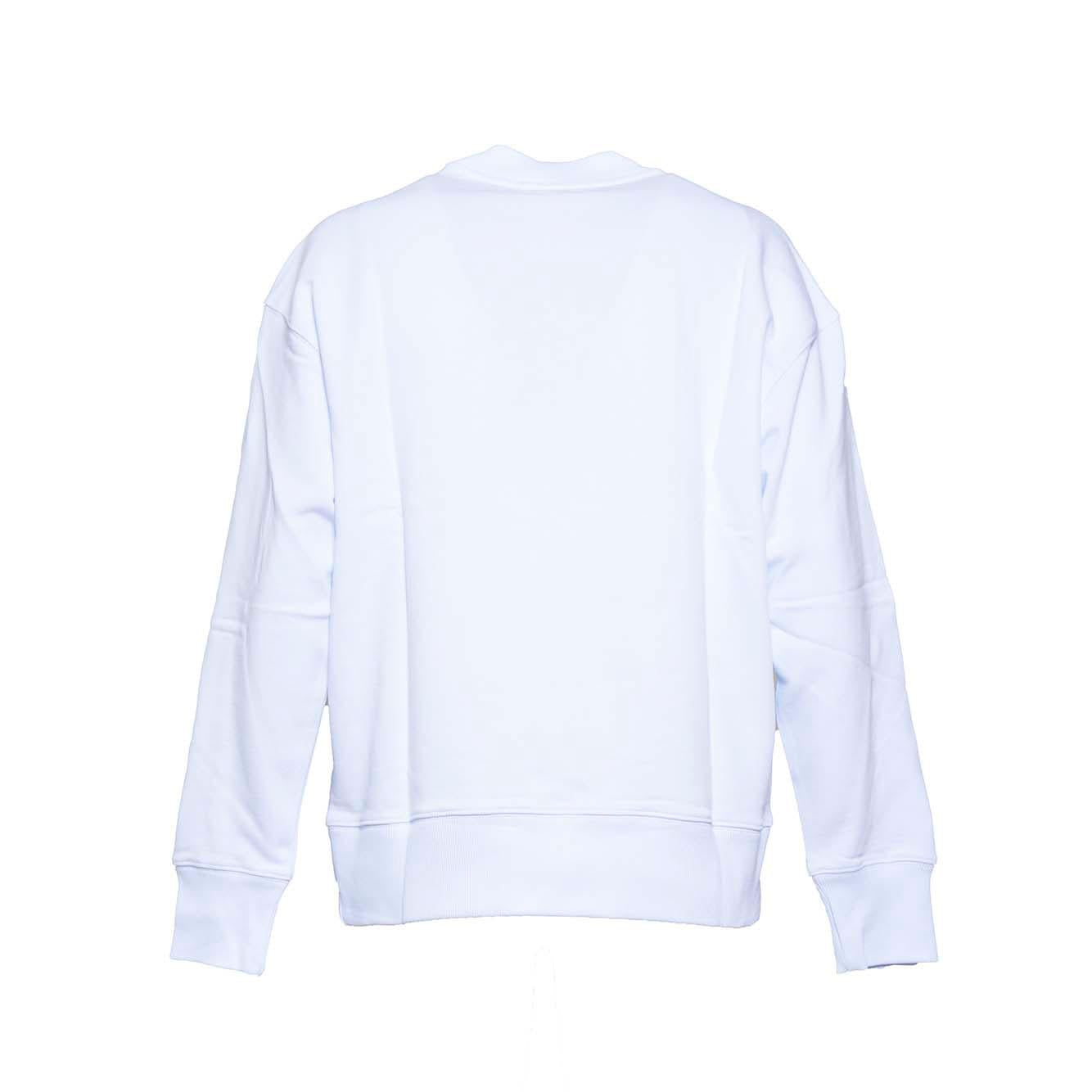 Felpa girocollo in cotone bianco stampa logo sul collo MSGM 