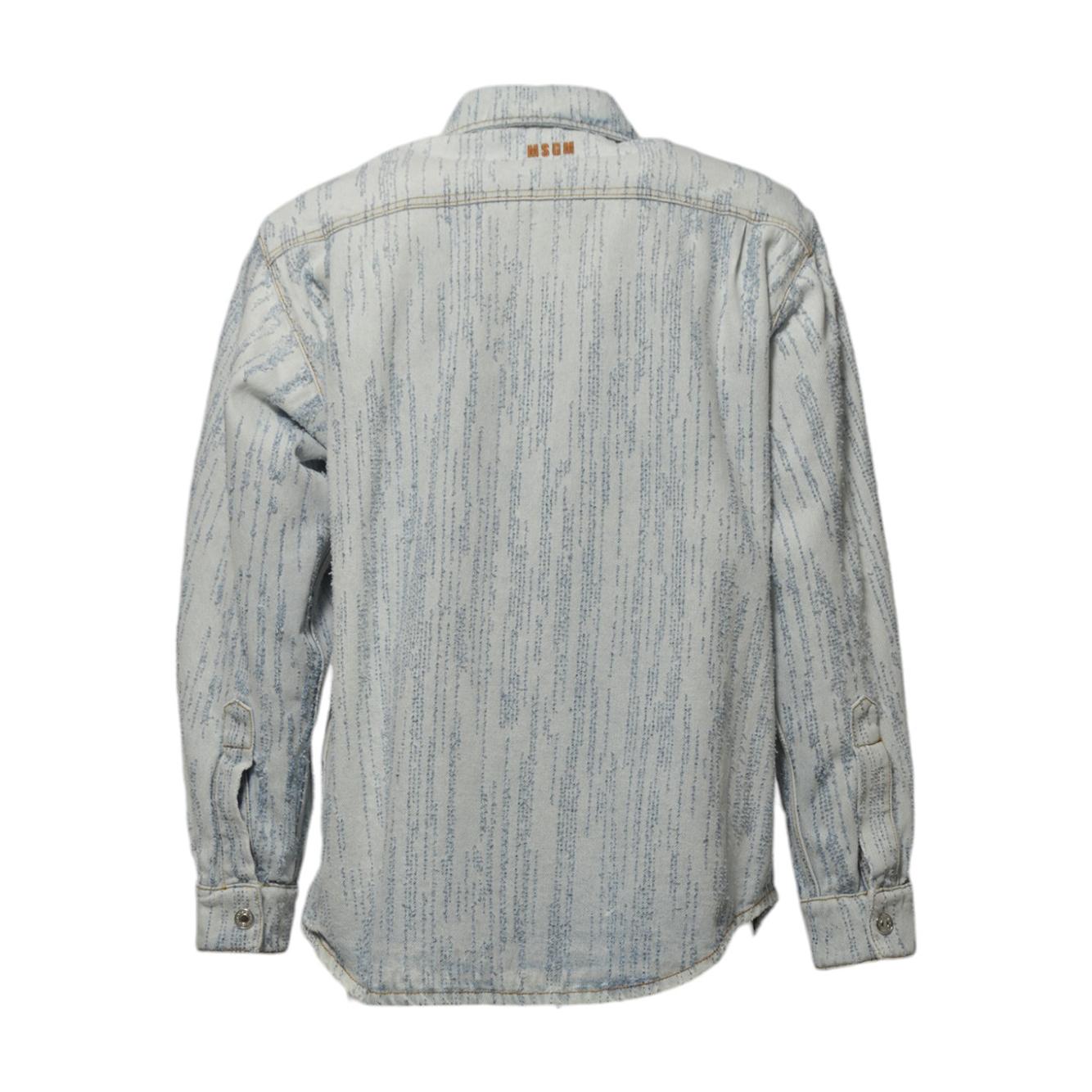 Camicia in denim azzurro con motivo rilievo MSGM 