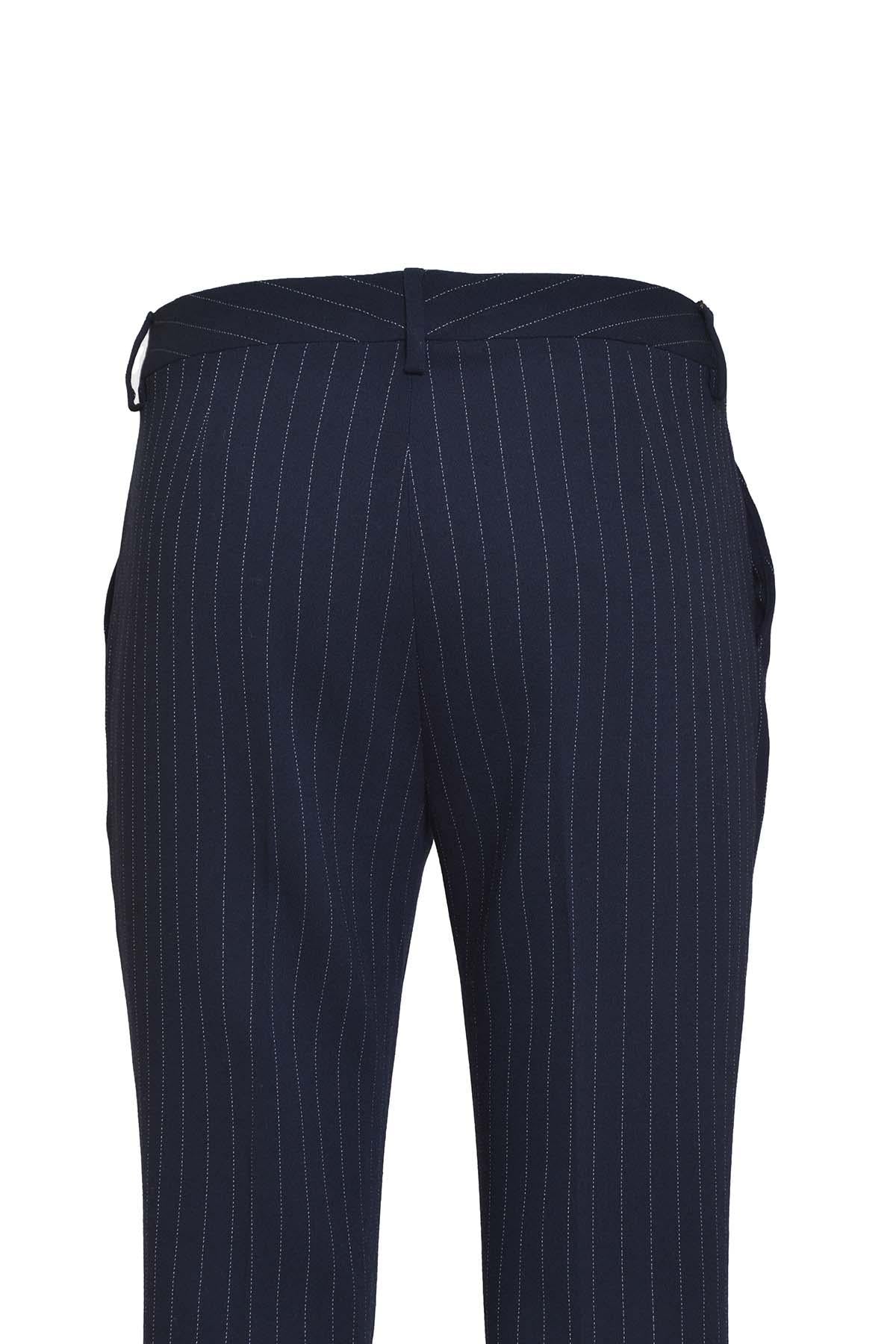 Pantalone dritto in lana vergine gessato blu Etro 