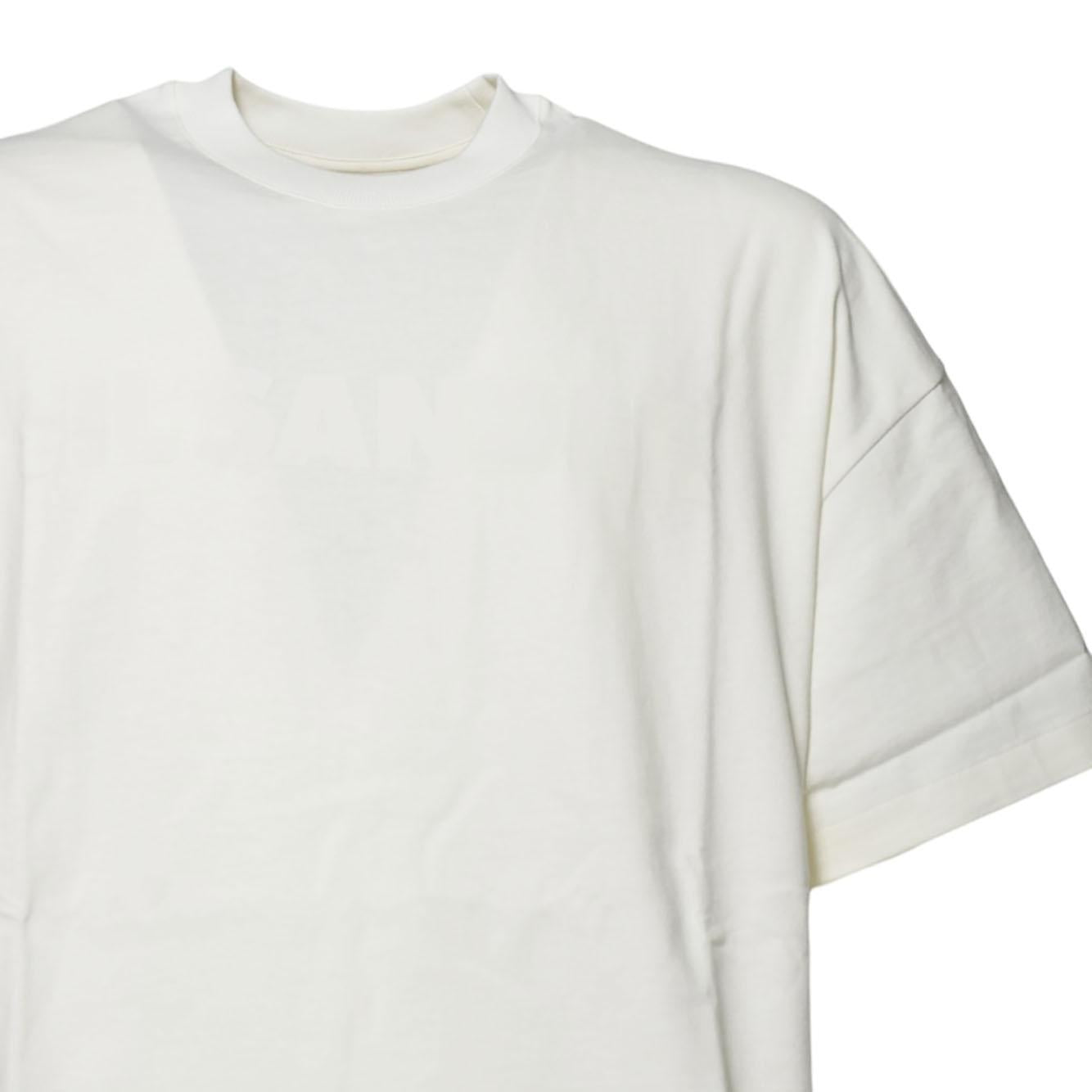 T-shirt in cotone panna con logo tono su tono Jil Sander 