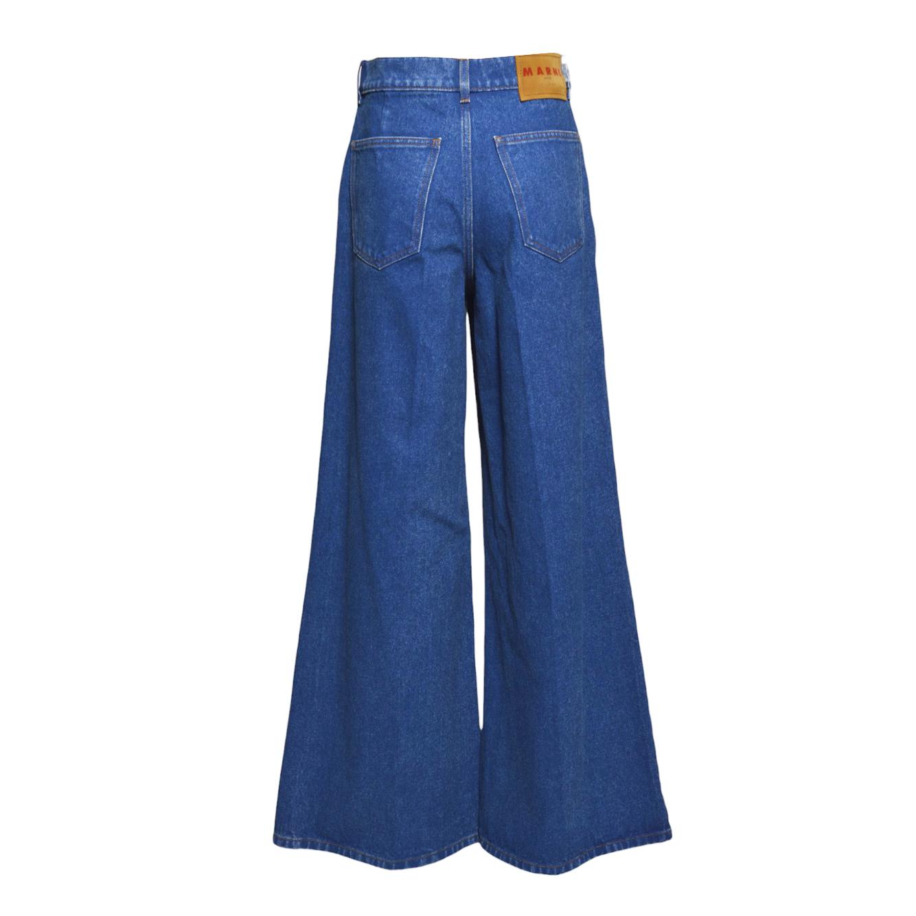Jeans gamba larga in denim blu Marni 