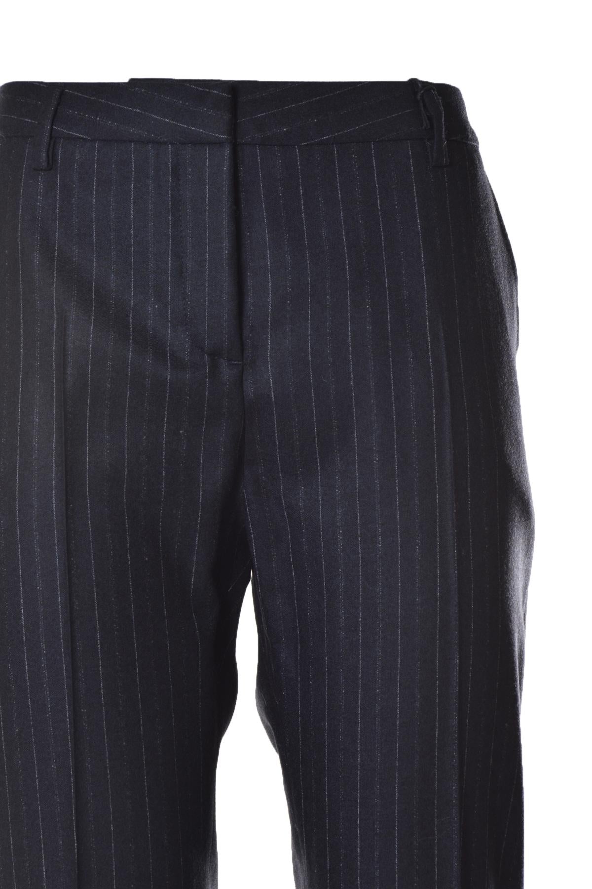 Pantalone sartoriale in lana e cachemire gessato blu Tonello 