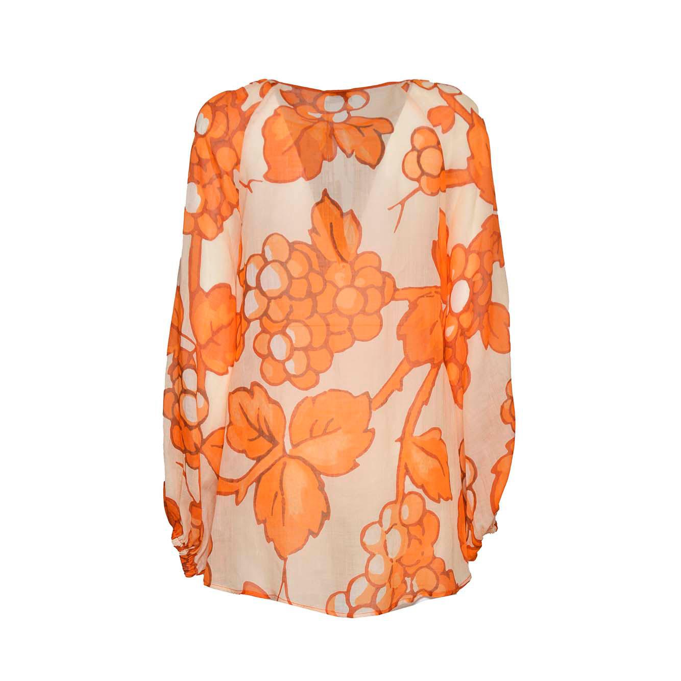 Blusa in ramia stampata arancione Etro 