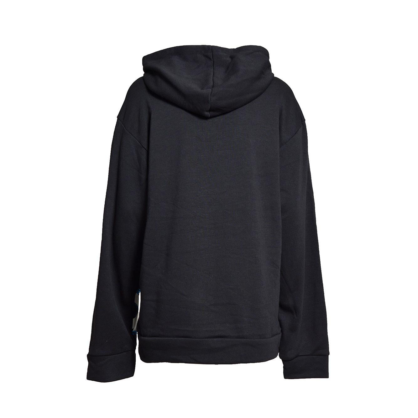 Felpa con cappuccio in cotone e viscosa nero applicazioni swarovski Caban Romantic x Adidas 