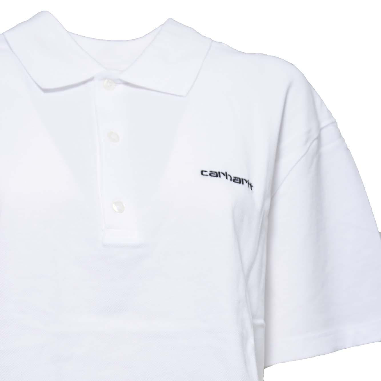 w' s/s carhartt script polo ts cotton garment washed piqué 