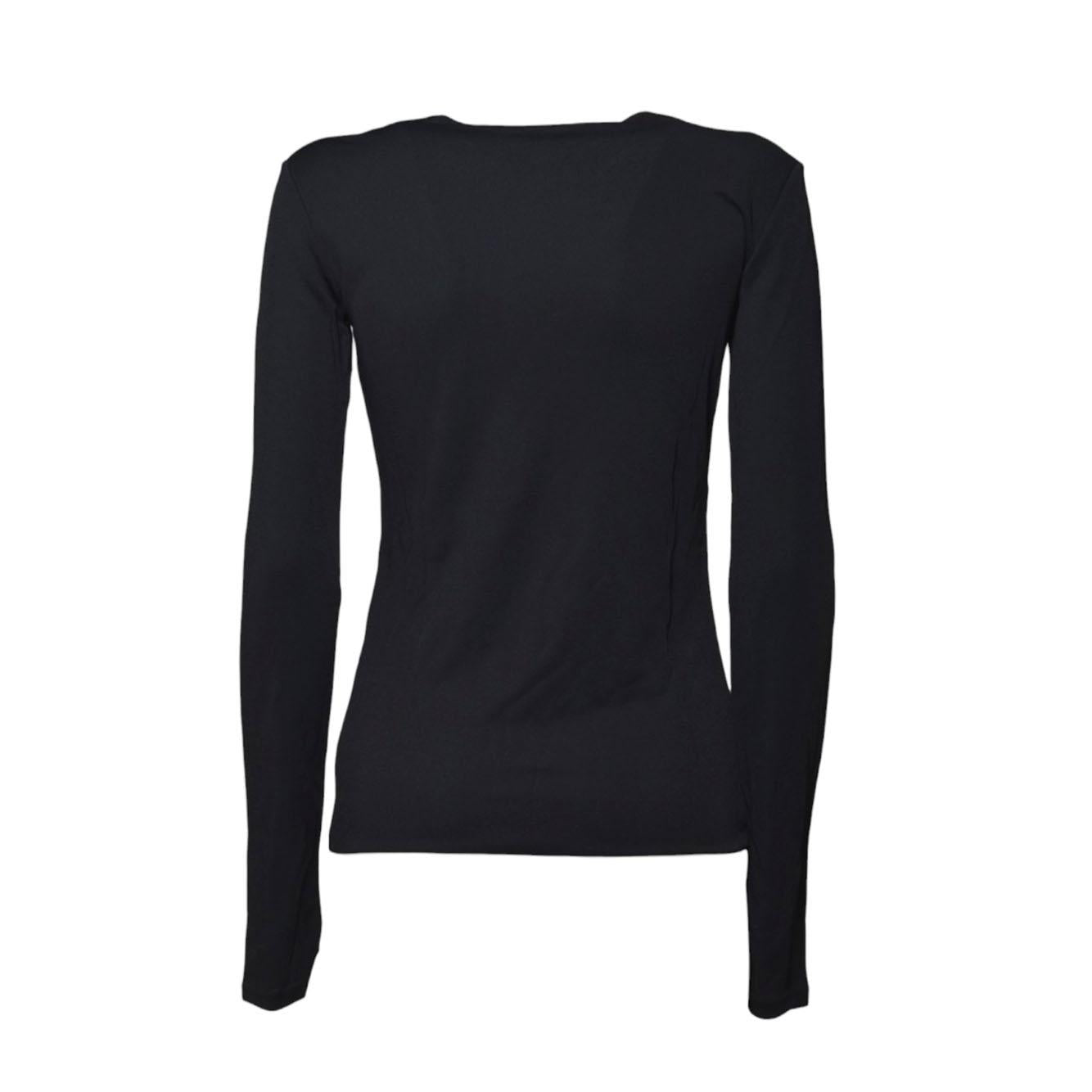T-shirt maniche lunghe in viscosa fluida nera Jil Sander 