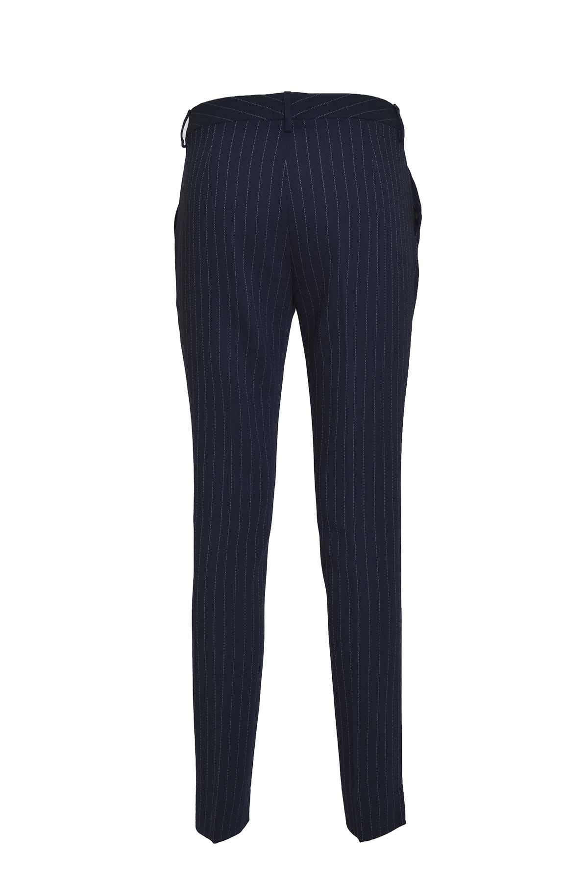Pantalone dritto in lana vergine gessato blu Etro 
