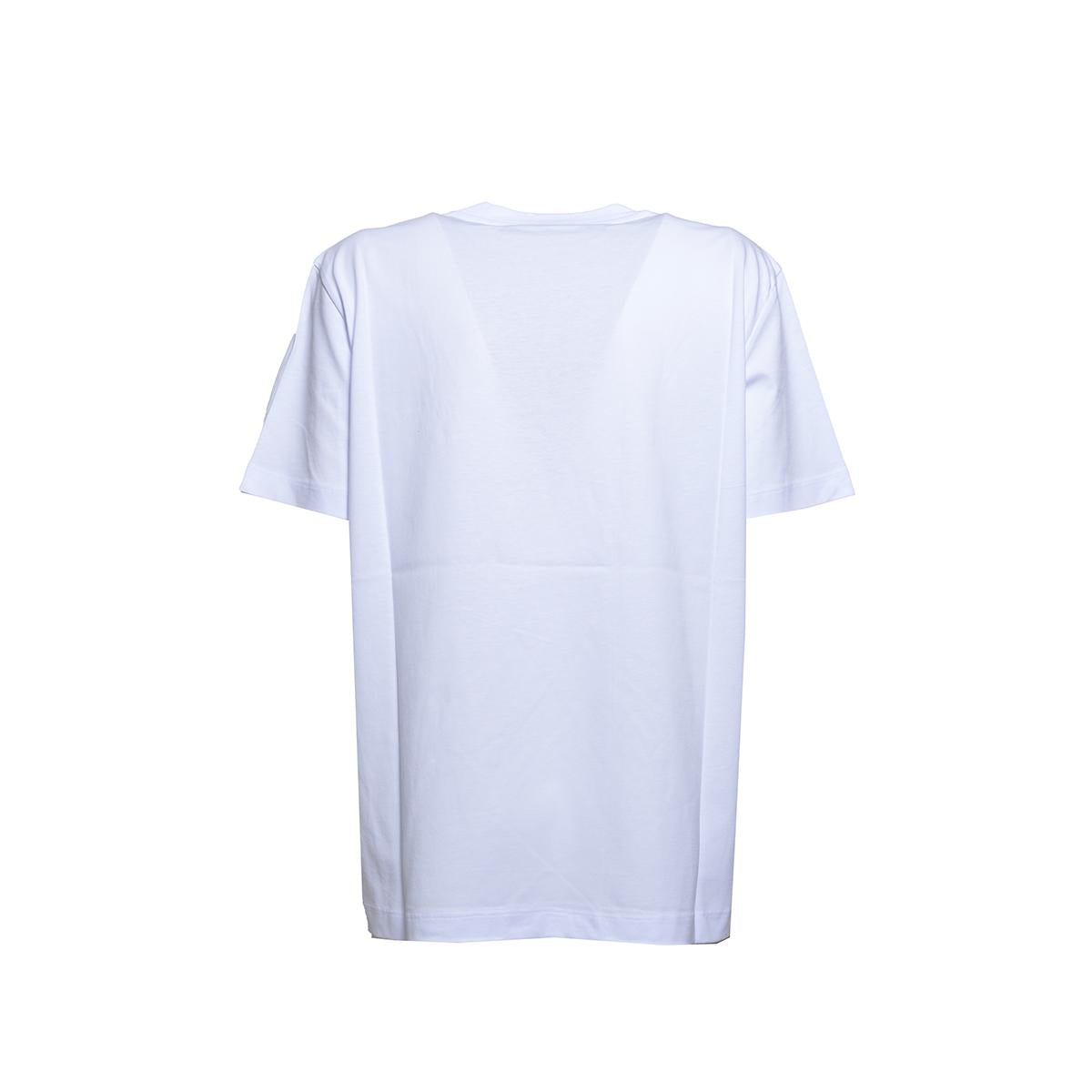 T-shirt in cotone bianco con ricamo logo MSGM 