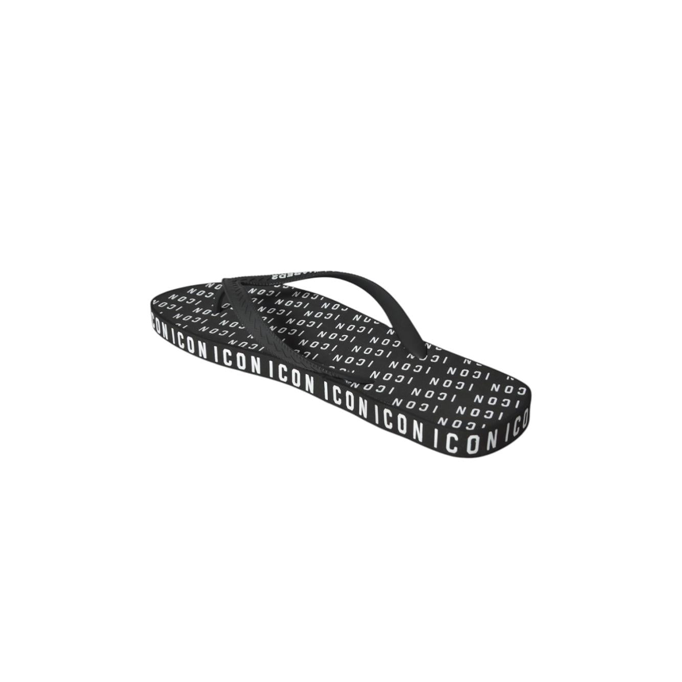 Infradito Logo in gomma nera Dsquared2 