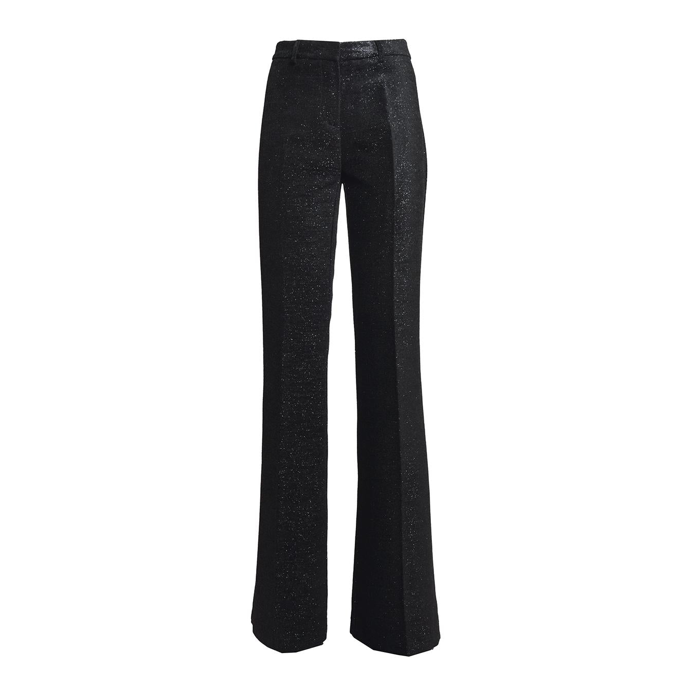 Pantalone svasato in viscosa nero filo lamè Etro 