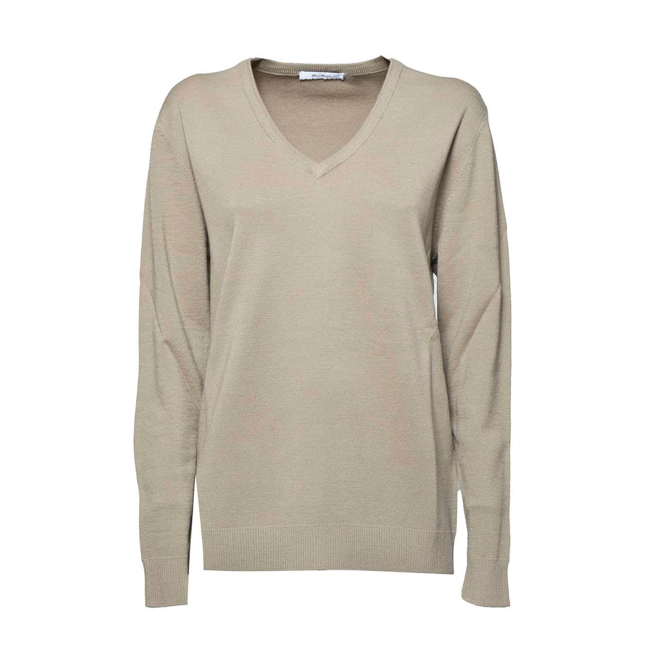 Pullover Pevera scollo a V in lana cammello Max Mara 