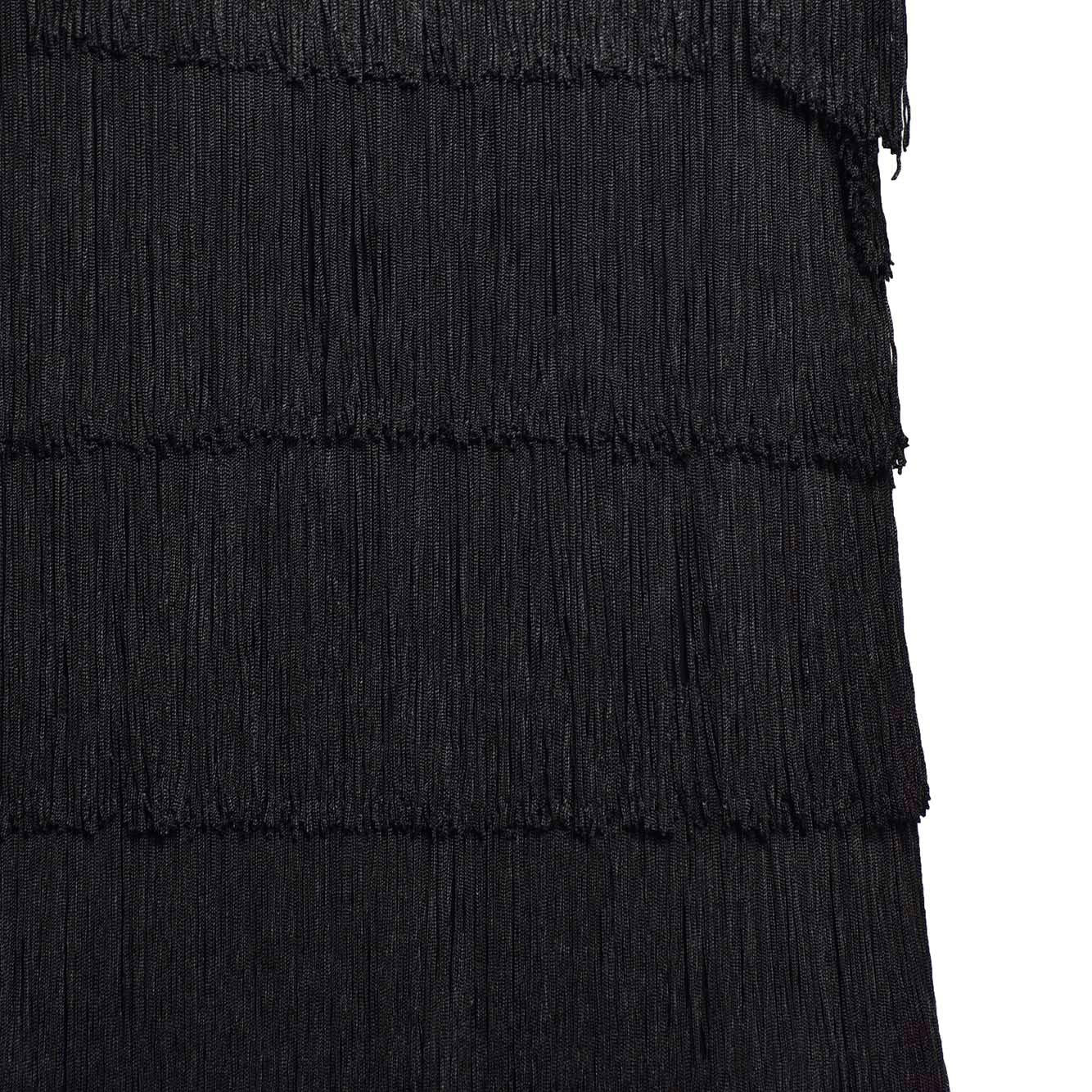 Abito corto smanicato con frange nero Norma Kamali 