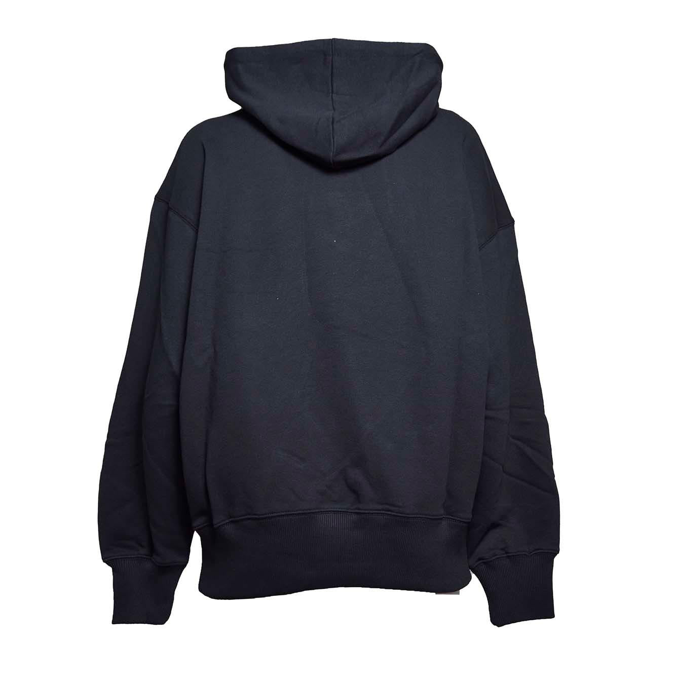 Felpa con cappuccio in cotone nero stampa pennello glitter MSGM 