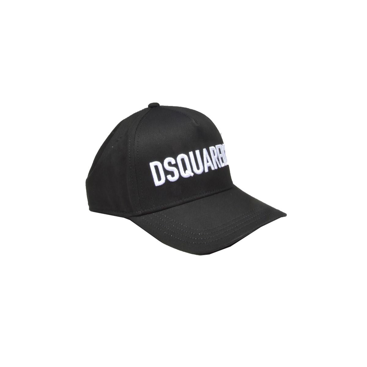 Cappello D2 in cotone nero con ricamo logo Dsquared2 Junior 