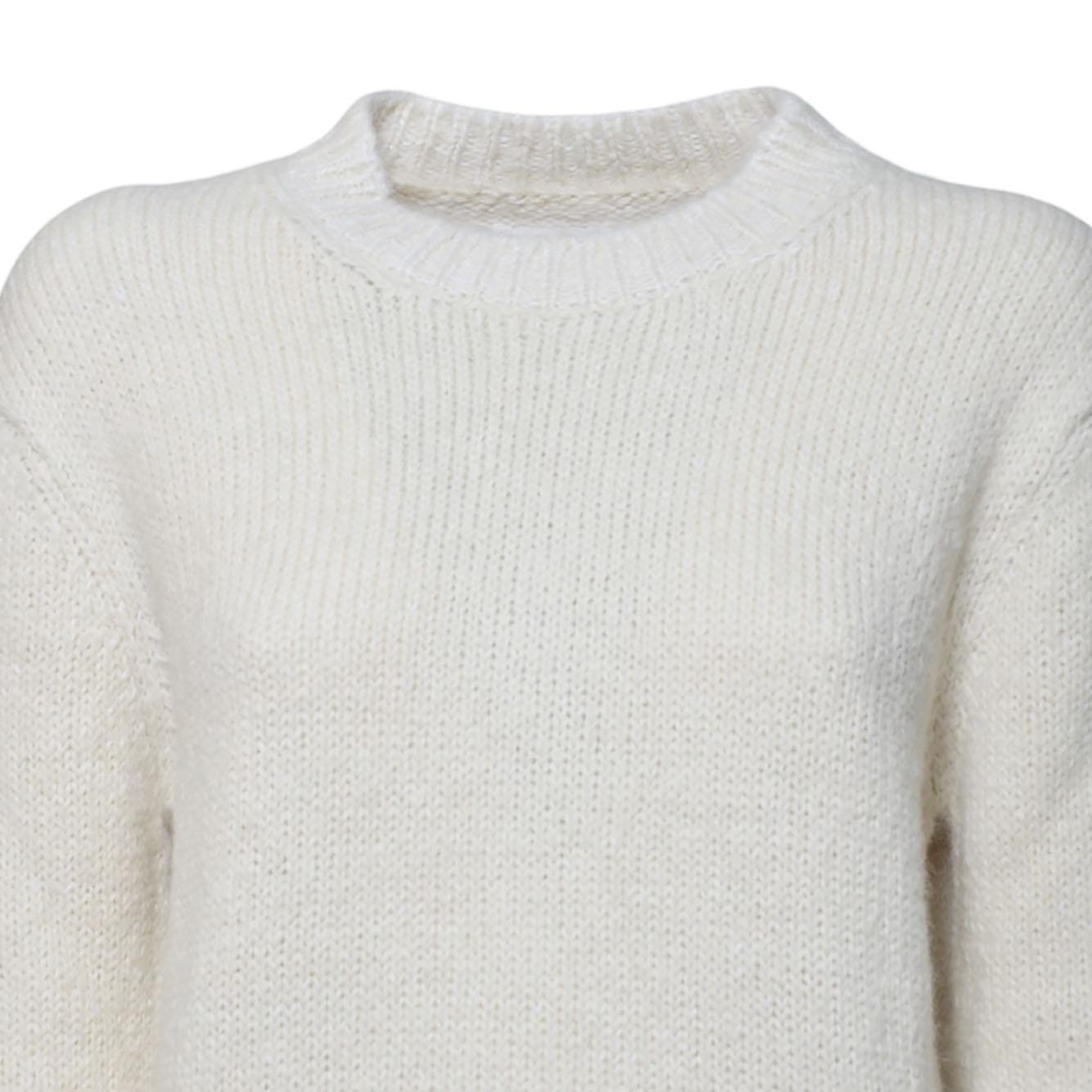 Pullover girocollo in lana bianco gesso Jil Sander 