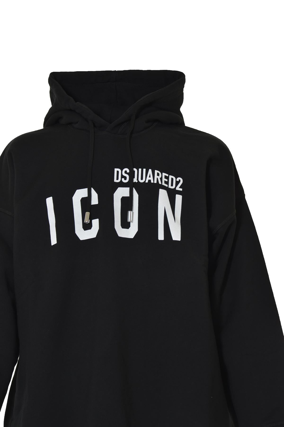 Felpa Icon Maxi con cappuccio in cotone nero Dsquared2 