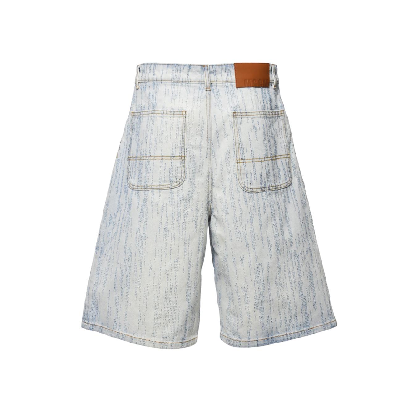 Bermuda in denim azzurro con motivo rilievo MSGM 