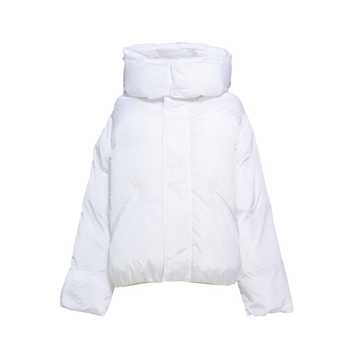 Piumino corto bianco con cappuccio e logo MM6 Maison Margiela Junior 