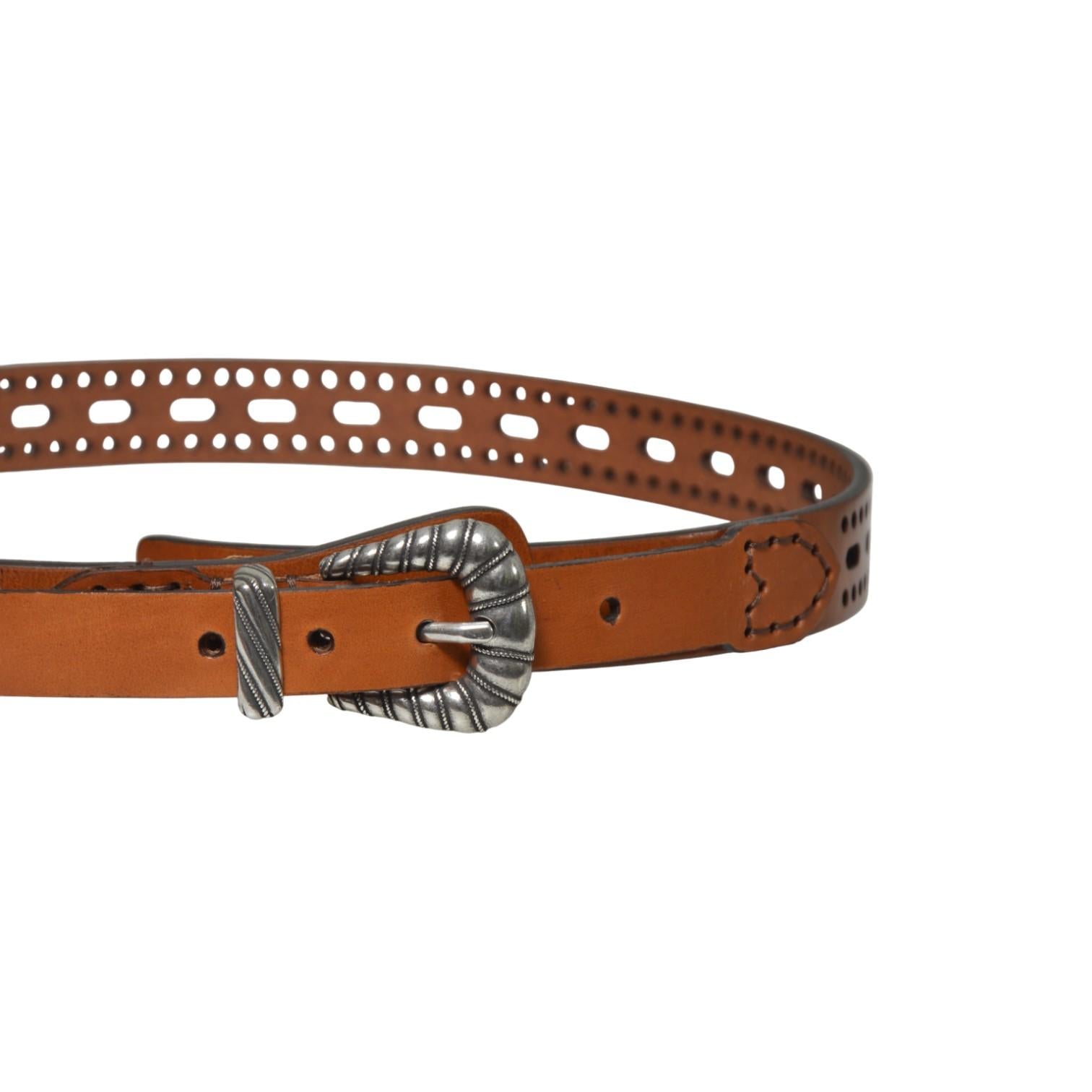 belt perforated leather 