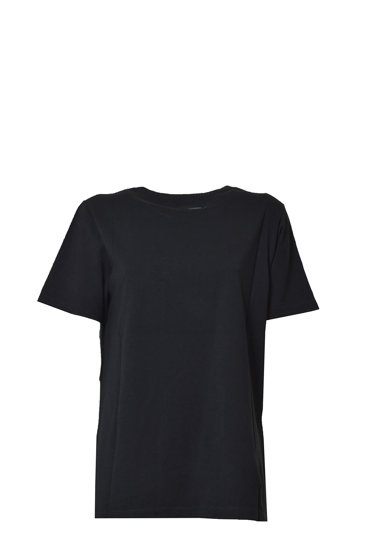 T-shirt in cotone nero stampa logo MM6 Maison Margiela Junior 
