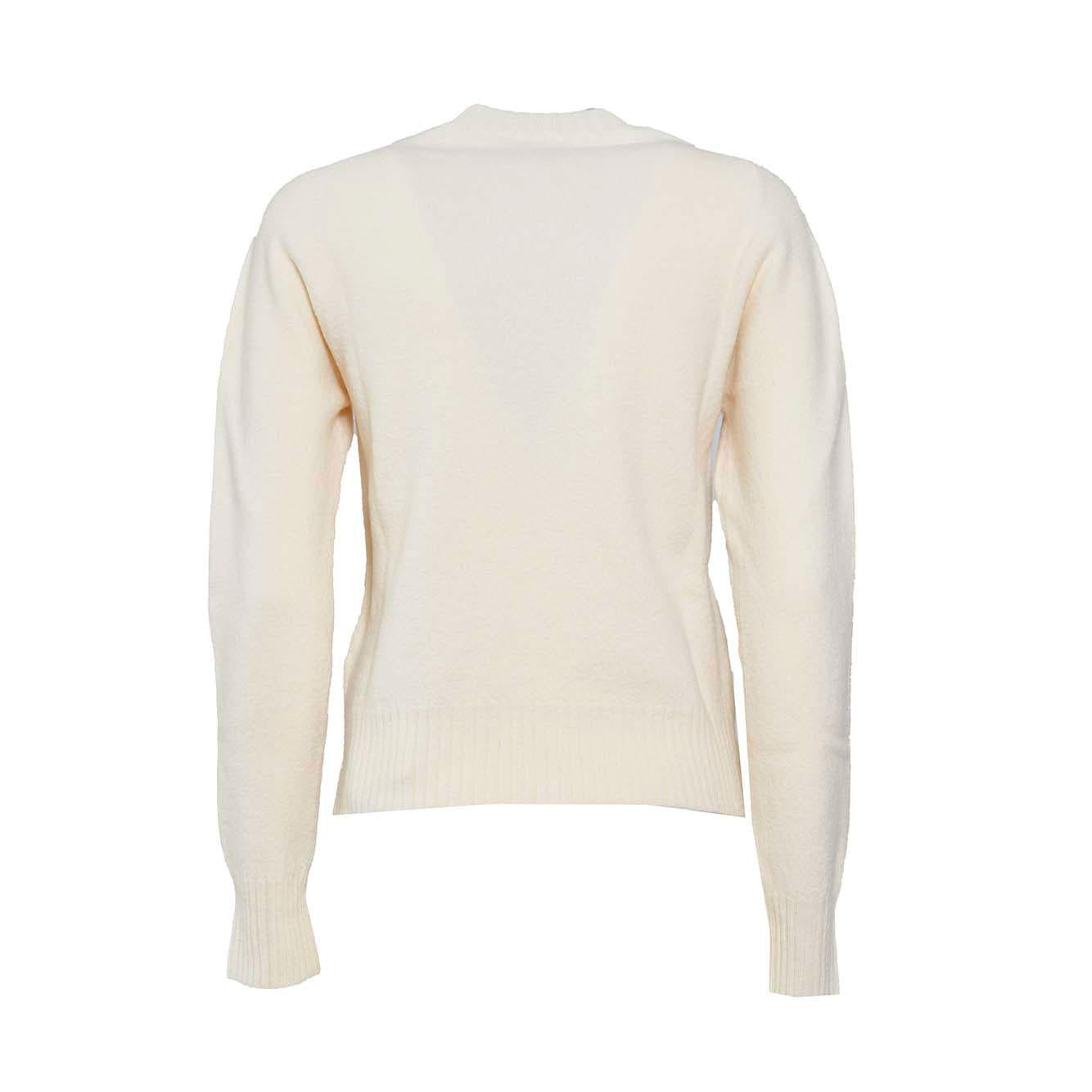 Pullover girocollo in lana panna Jil Sander 