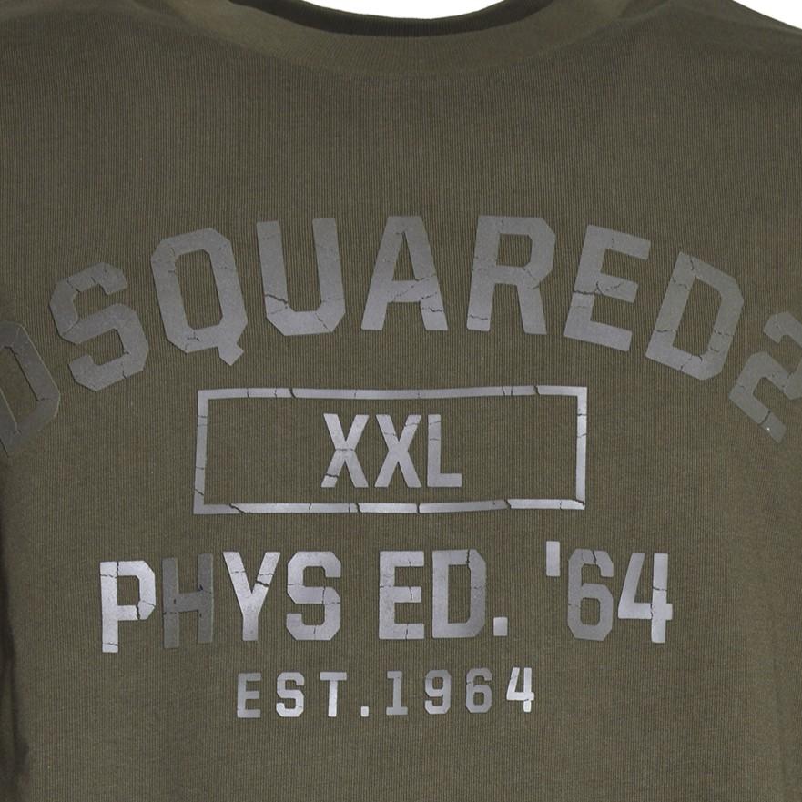 T-shirt Phys Ed in cotone verde scuro Dsquared2 