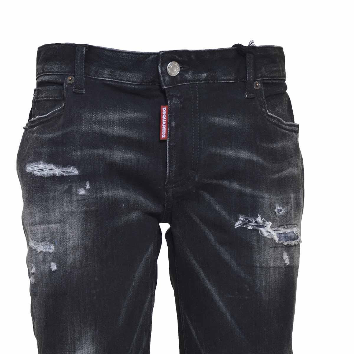 Jeans cropped Twiggy vita media nero Dsquared2 