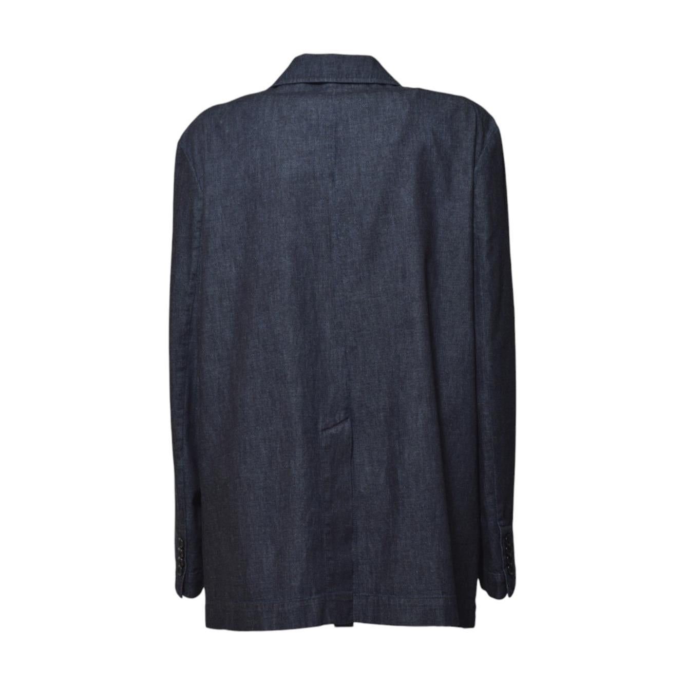 Giacca doppiopetto in denim blu Aspesi 