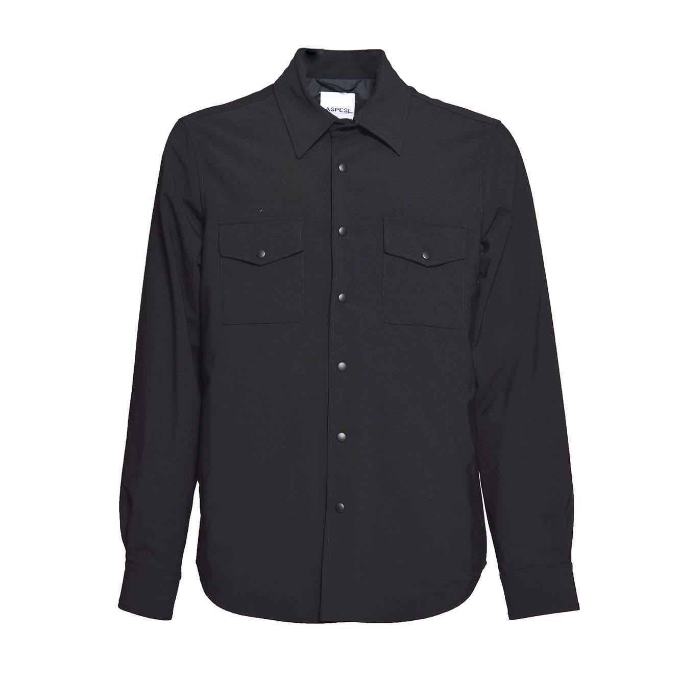 Overshirt in flanella imbottita nera Aspesi 