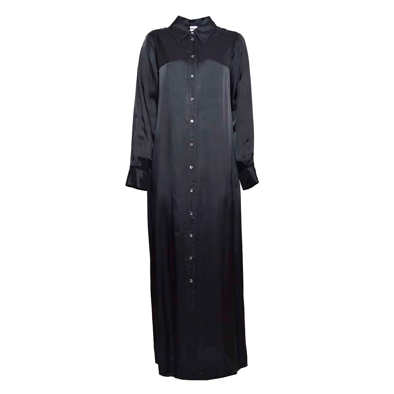 Abito chemisier in twill di viscosa nera Aspesi 