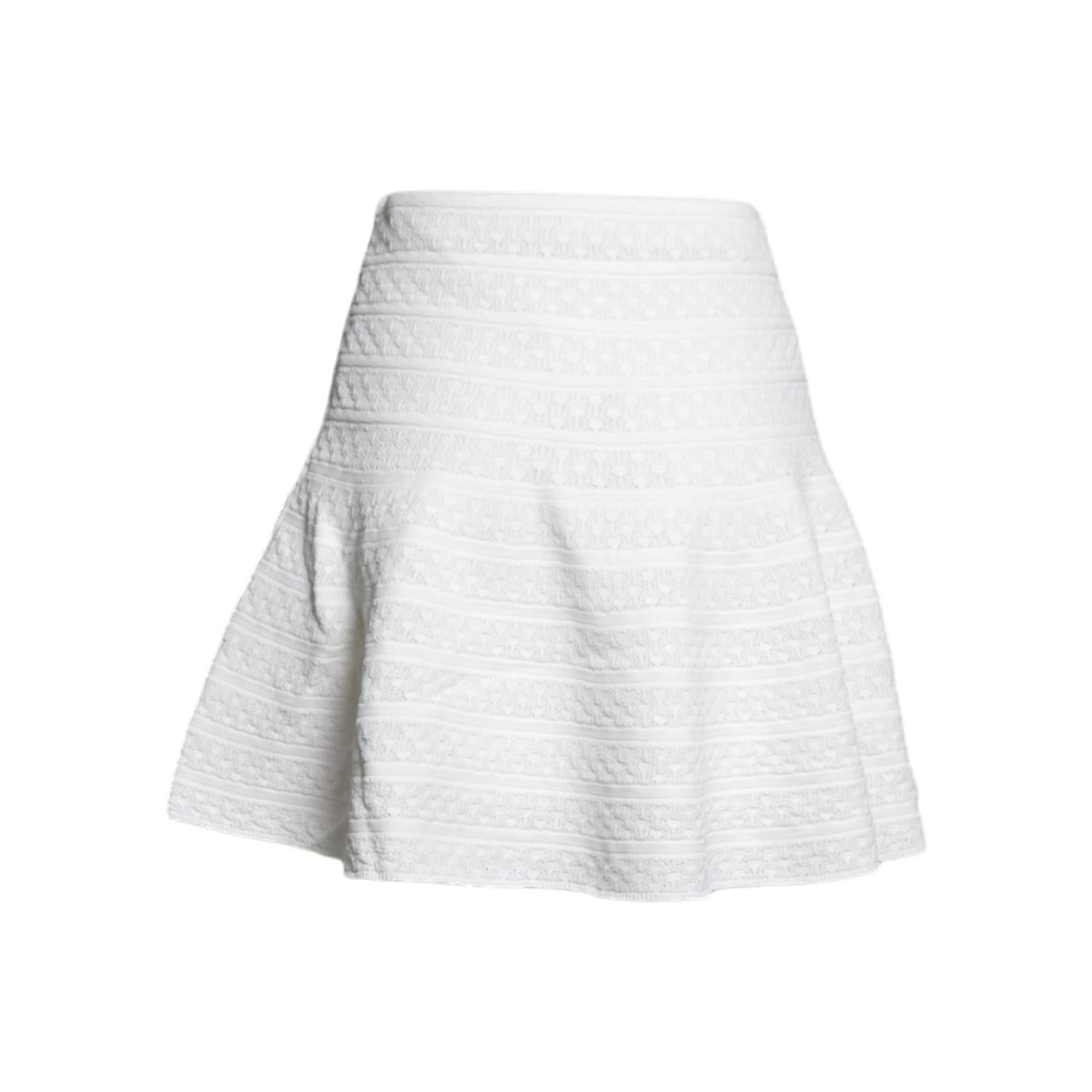 white pointelle knit mini skirt 