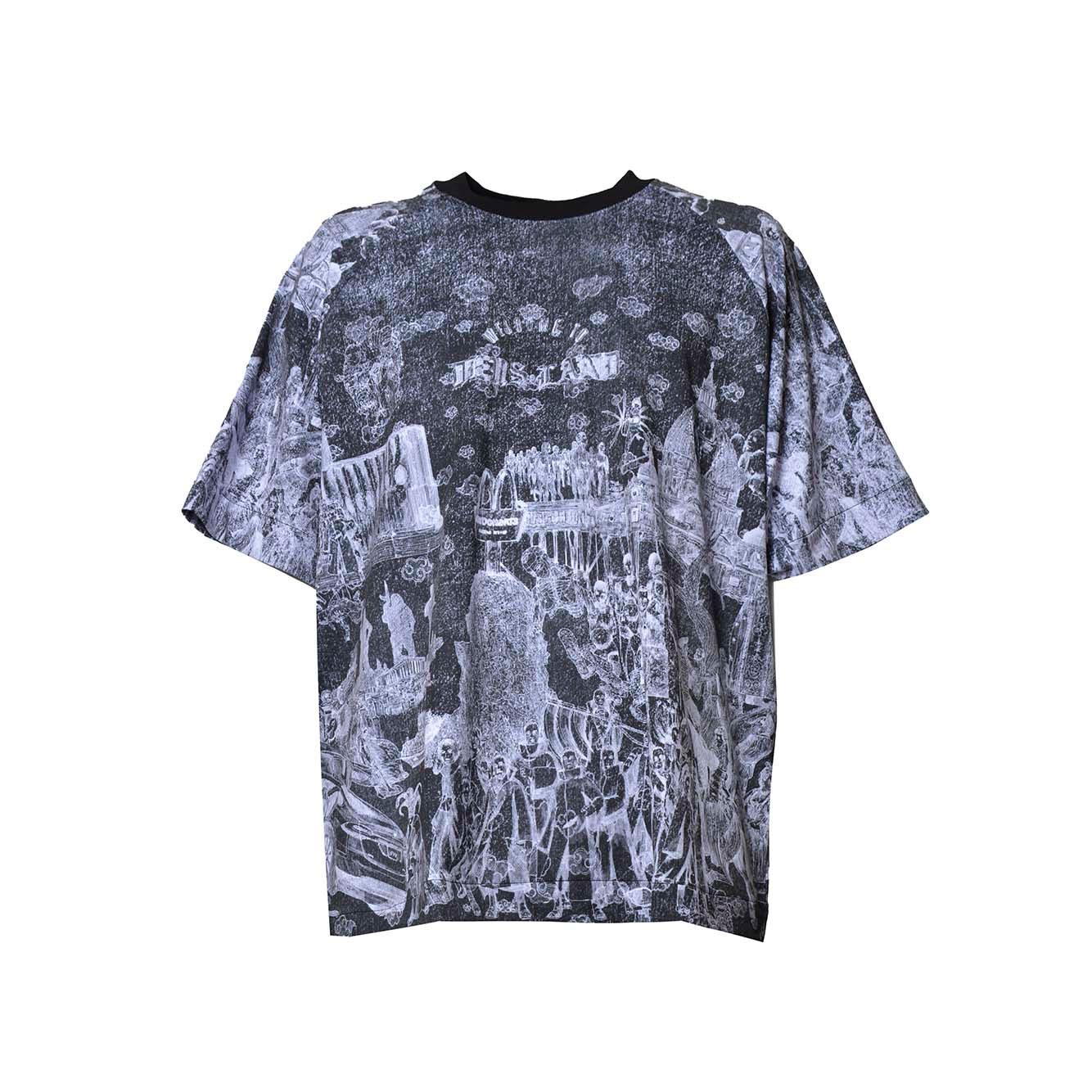 T-shirt AGW in nylon nero con stampa PDF 