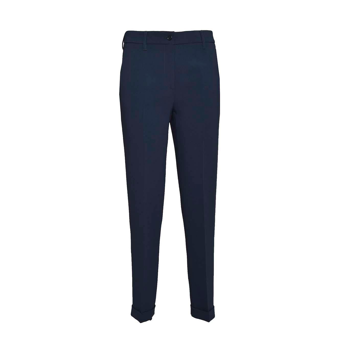 Pantalone dritto in crêpe cady blu navy Aspesi 