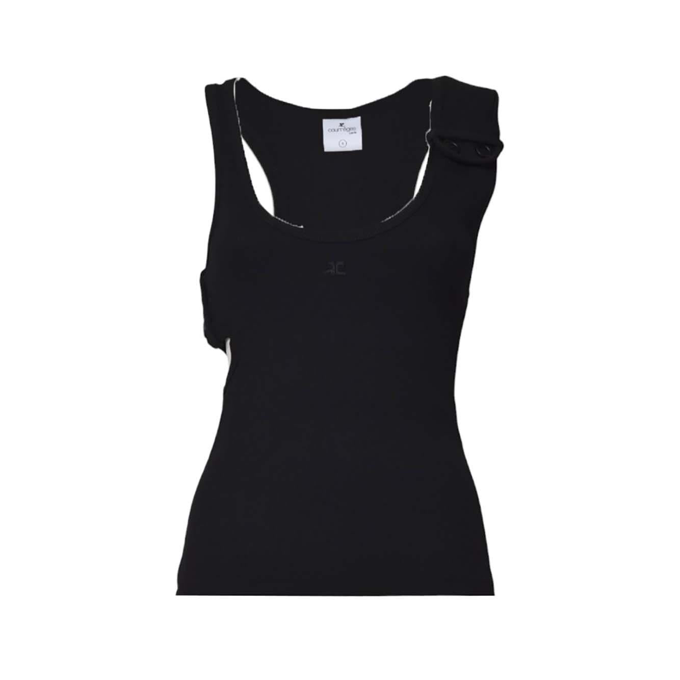 Top Double Buckle 90's a costine nero Courrèges 