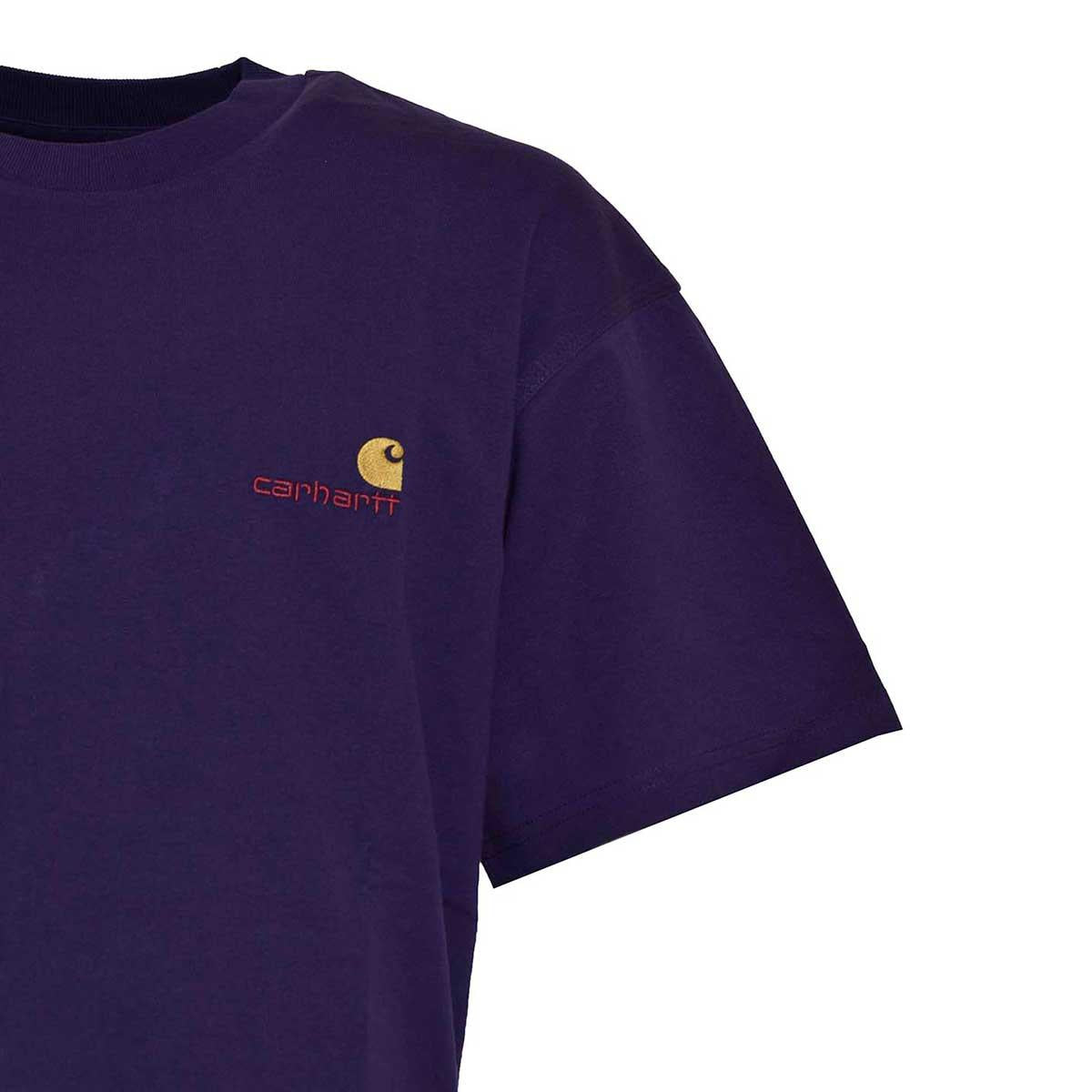 T-shirt American Script viola con logo Carhartt 