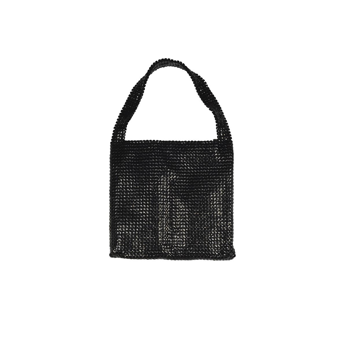 Borsa a spalla Pixel piccola in maglia metallica nero Paco Rabanne 