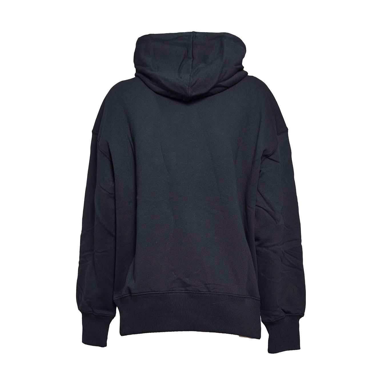 Felpa con cappuccio in cotone nero stampa logo pennello MSGM 