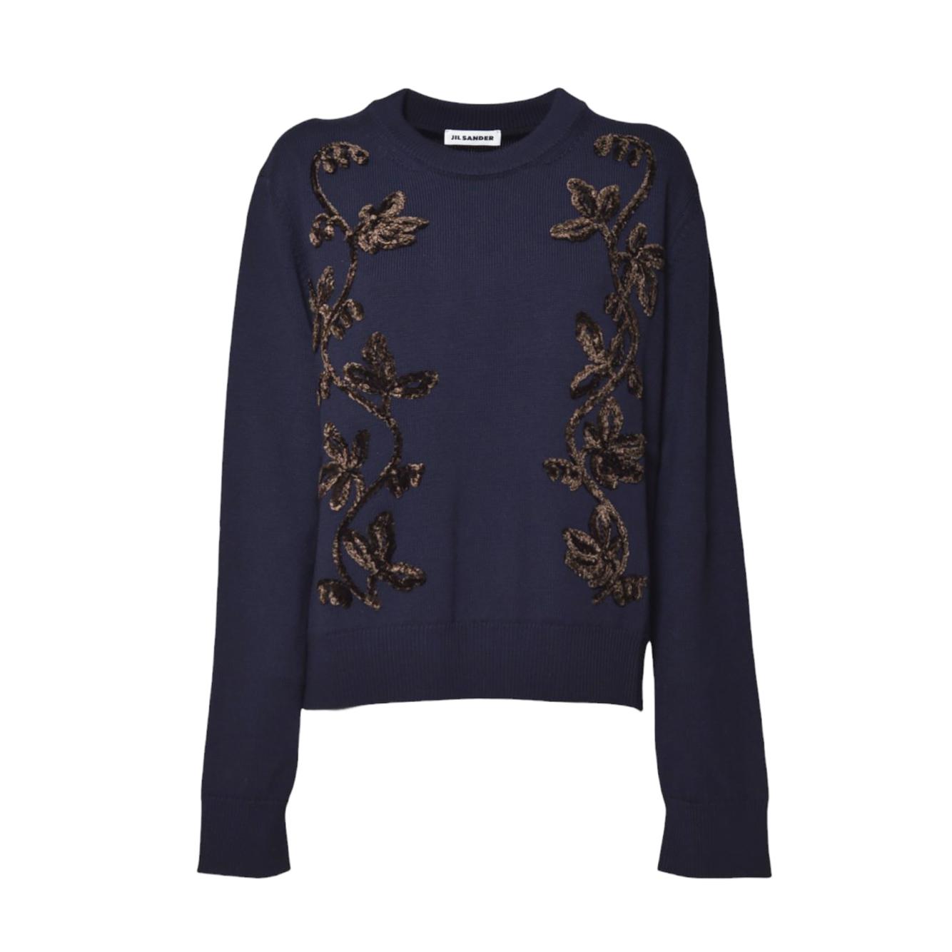 ls cn jumper w/flower embroidery detail 