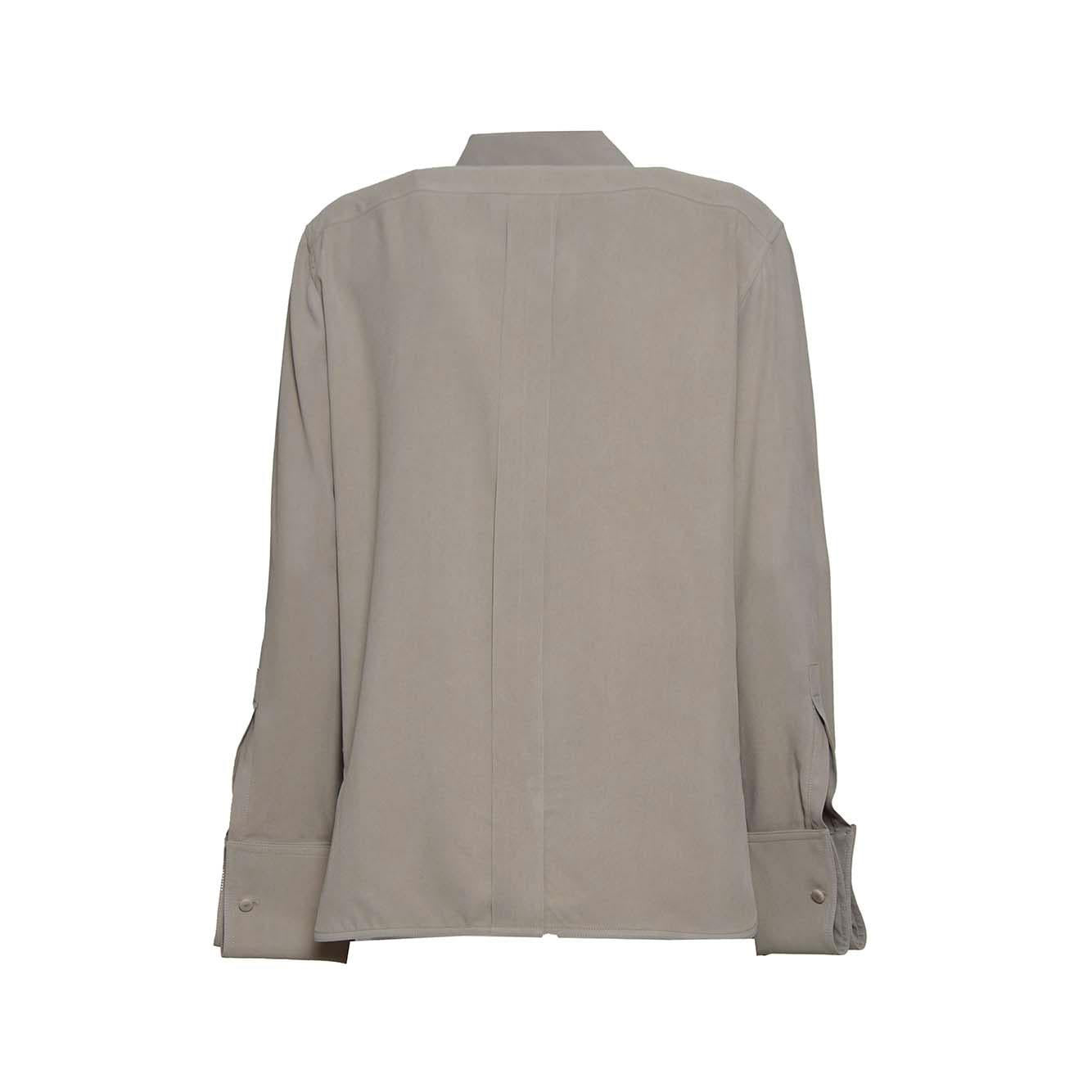 Camicia Candia classica in tela di seta tortora Max Mara 