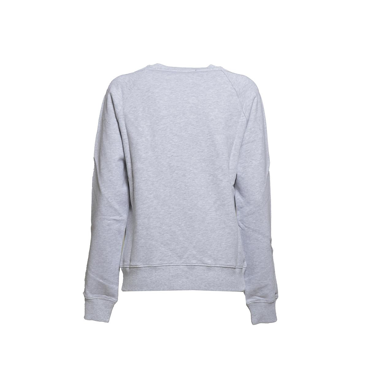 Felpa girocollo in cotone grigio melange stampa logo MSGM 
