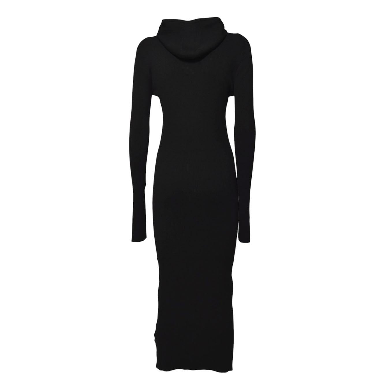 Abito lungo in cotone nero con cappuccio Jil Sander 