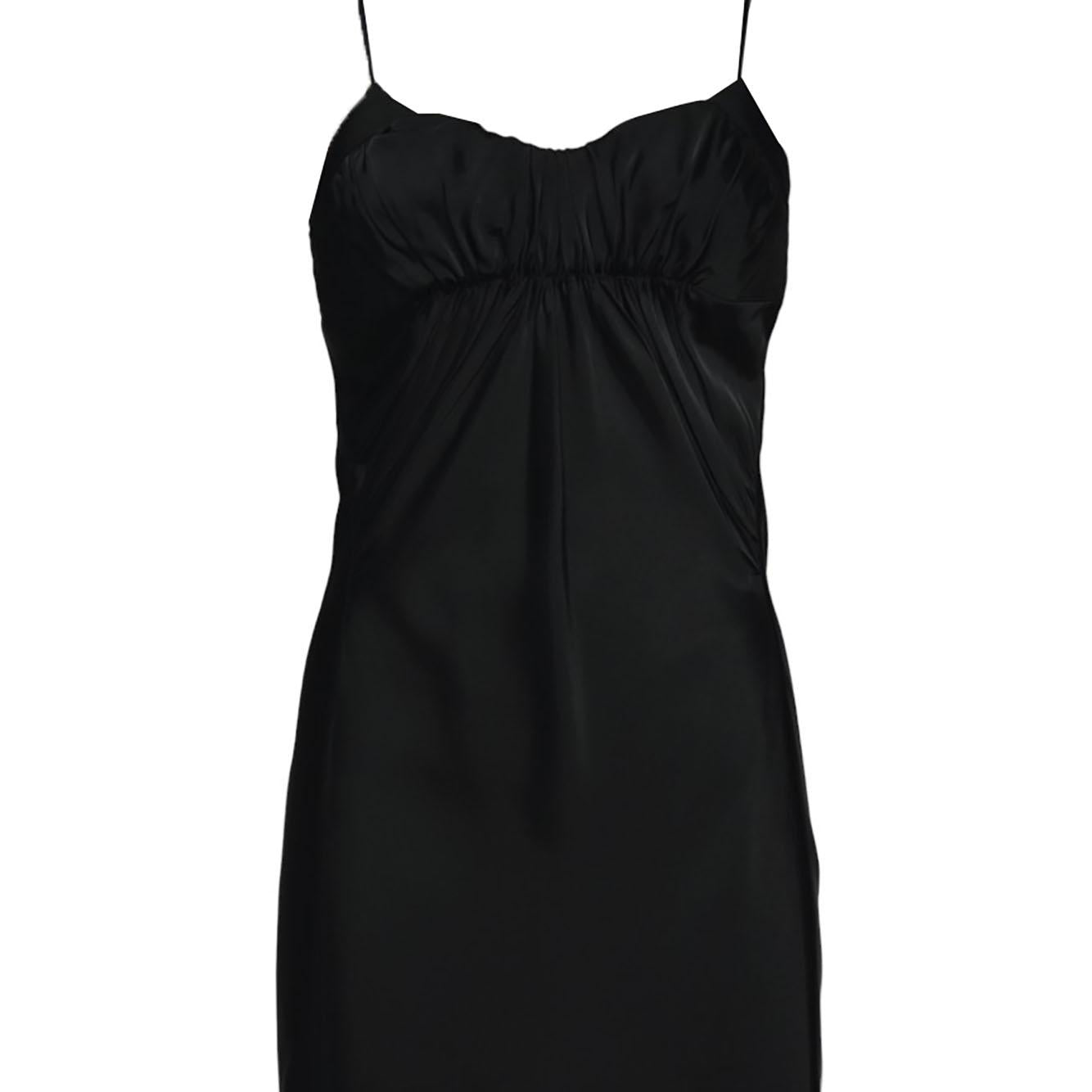 Abito midi sottoveste in raso di viscosa nera Jil Sander 