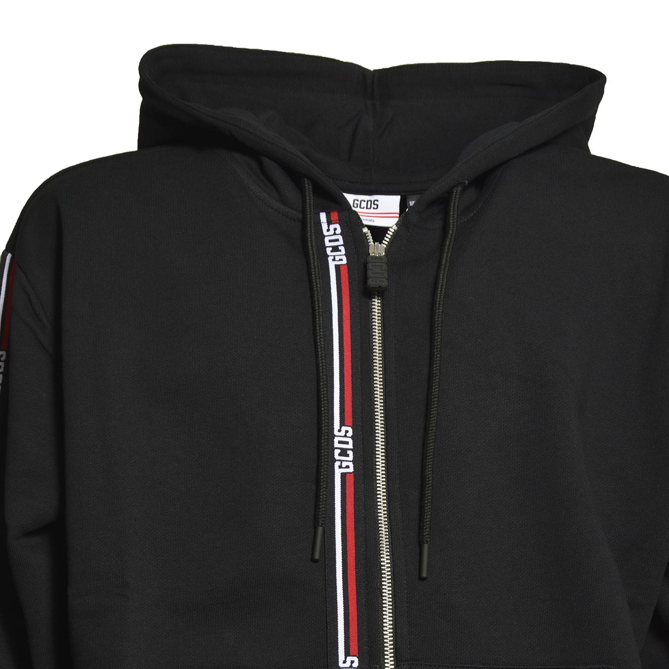 logo tape hoodie zip 