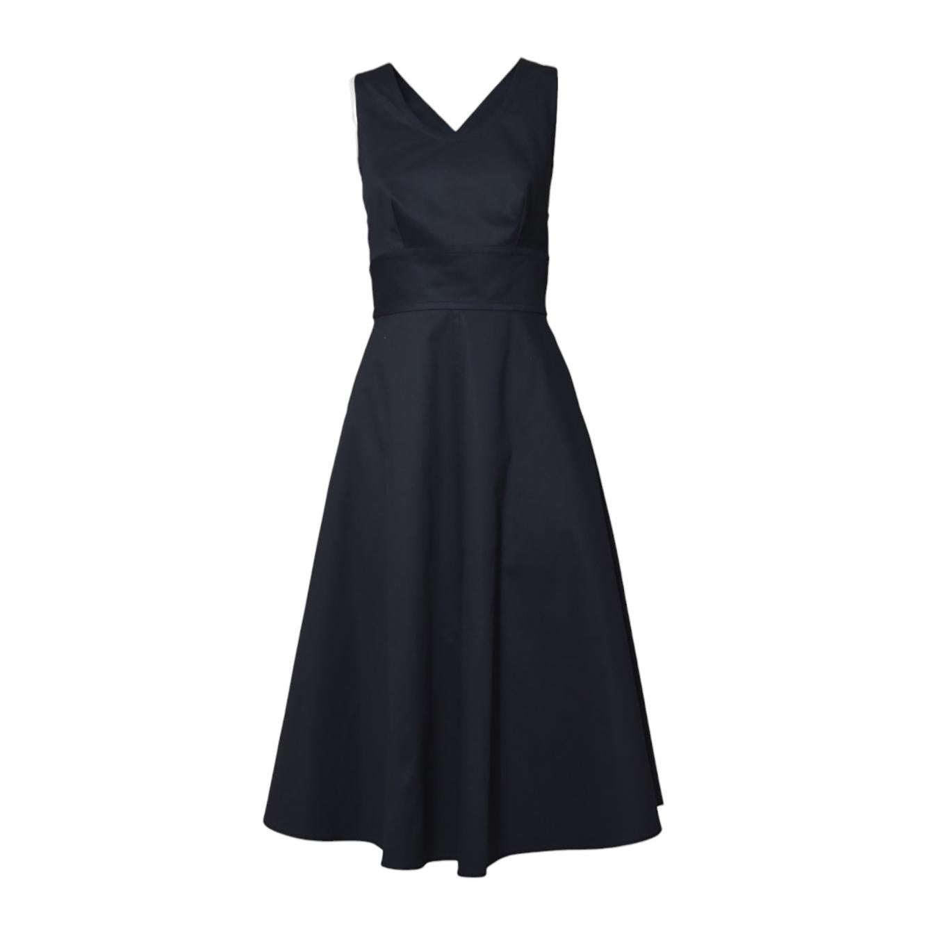 Abito midi in piquet di cotone blu notte Aspesi 