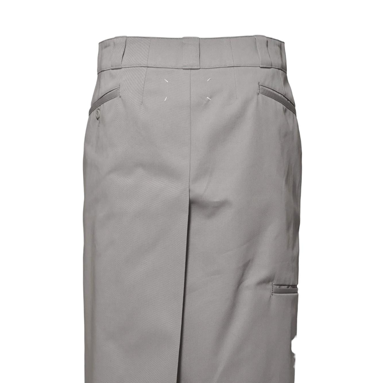 Gonna midi in twill di cotone grigio chiaro Maison Margiela 