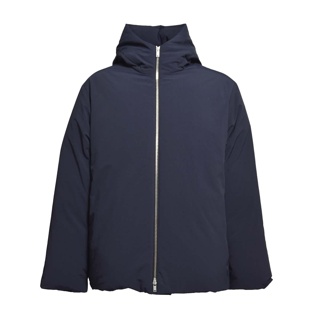 Piumino over con cappuccio blu notte Jil Sander 